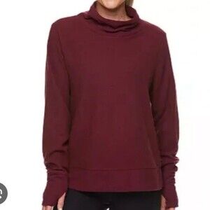 Gaiam Cozy Shiva Polar Fleece Mockneck Maroon Sweatshirt Size M